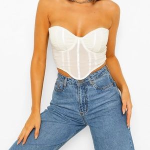 Mesh Boned Dip Hem Corset Top